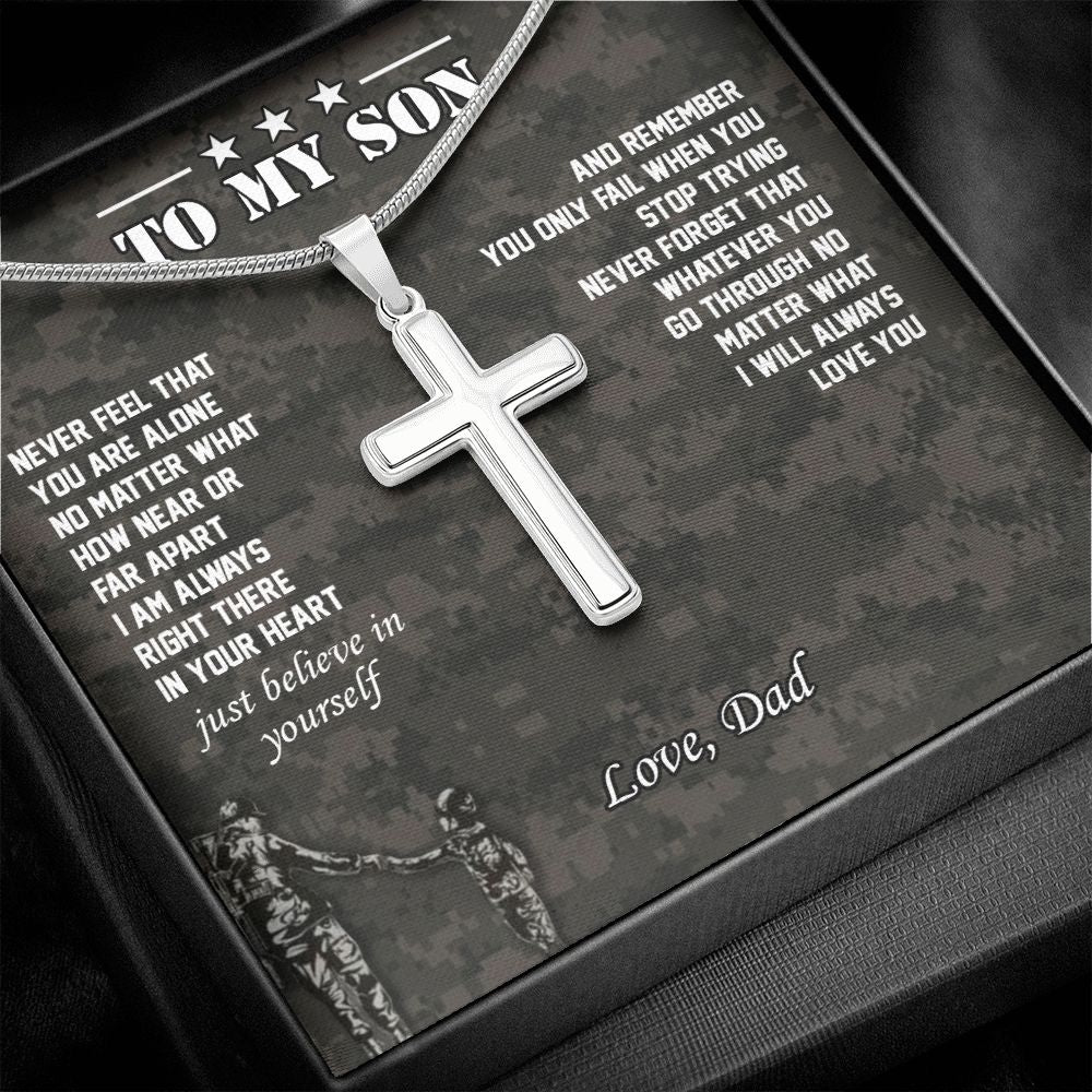 My Son | Believe in yourself - Stainless Steel Cross Necklace