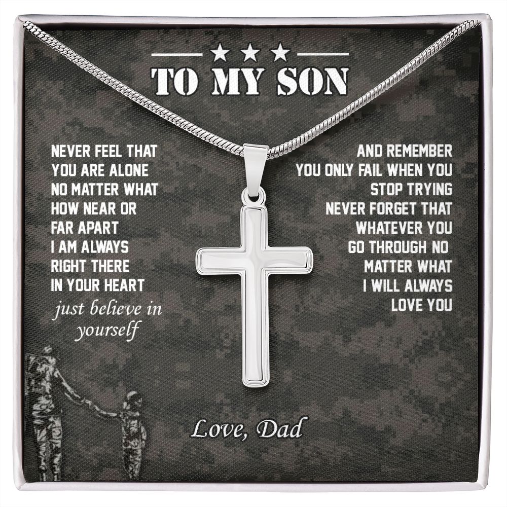 My Son | Believe in yourself - Stainless Steel Cross Necklace